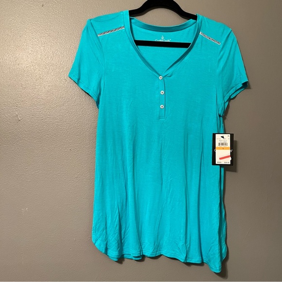 NWT Cuddl Duds Sz Small Teal Rayon PJ Top! - Picture 1 of 10